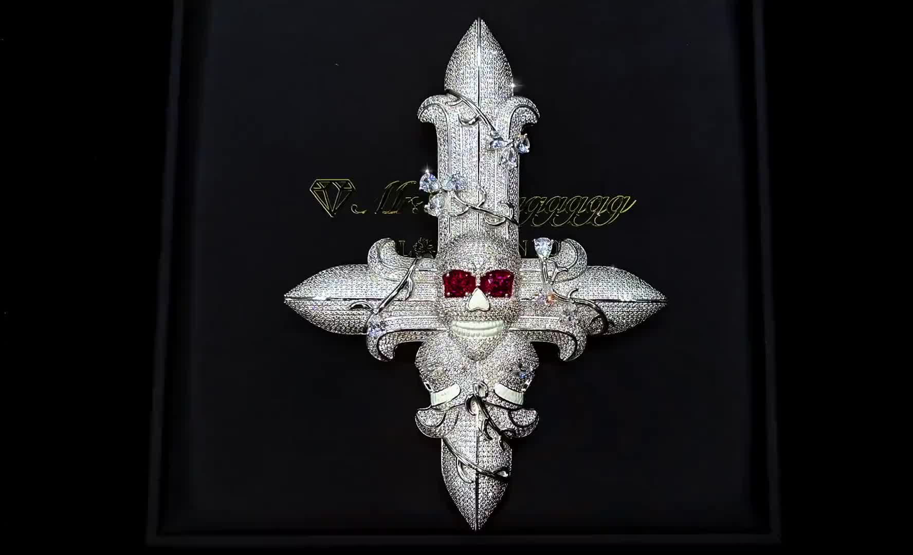 liluzivert同款三骷髅逆十字架吊坠liluziver