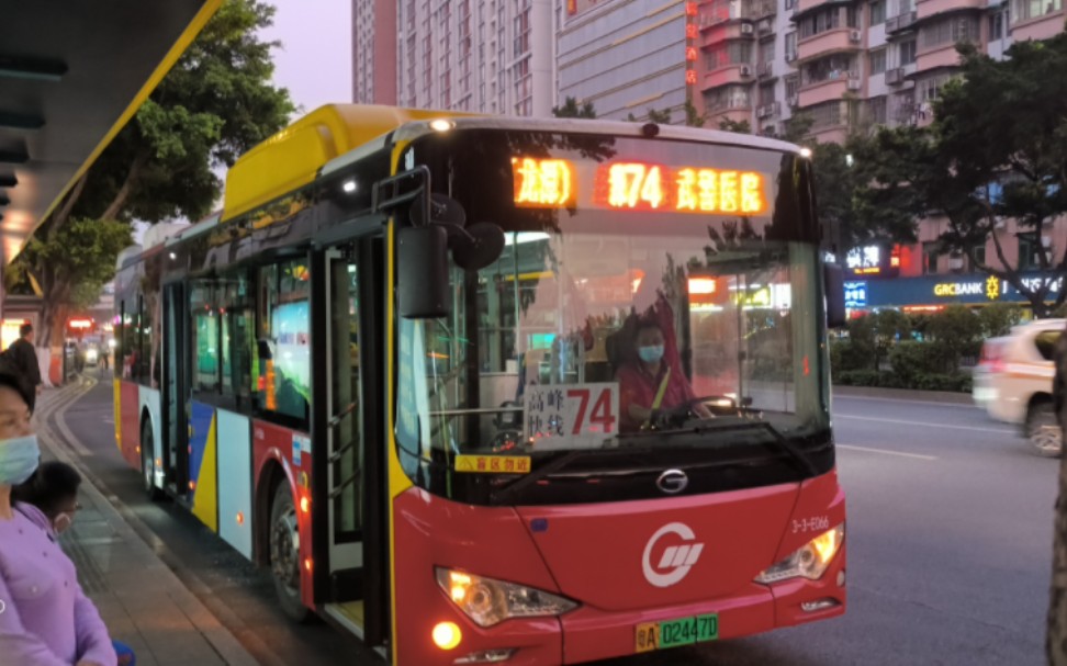 (即将大改的某人爱线)(云乘车)广州公交高峰快线74路广汽比亚迪gz6120
