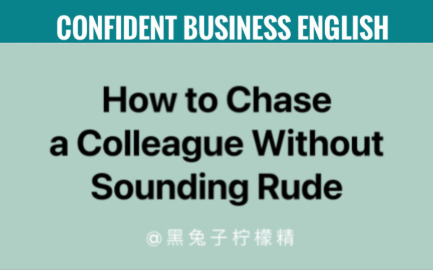 如何礼貌地催进度 How to chase a colleague without sounding rude哔哩哔哩bilibili