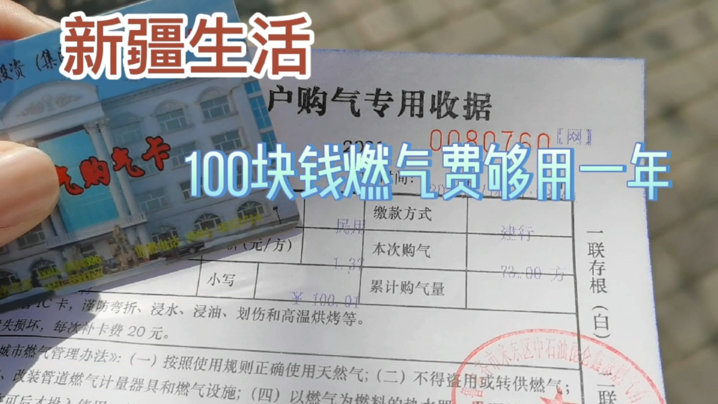 在新疆天燃气费真便宜,100块钱燃气能用一年,价格一方一块左右哔哩哔哩bilibili