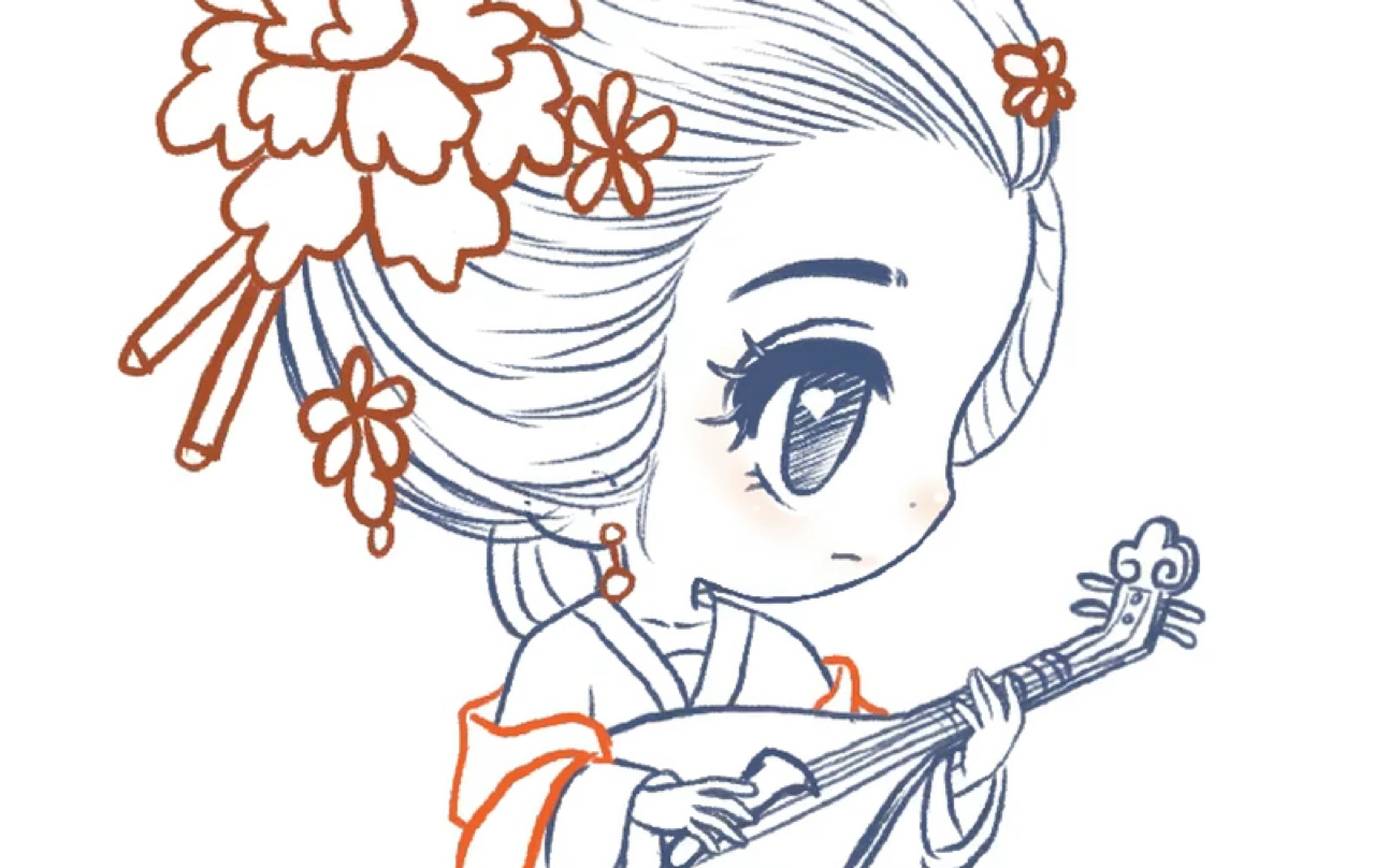 速写练习q版仕女图6(参考中国仕女百图)