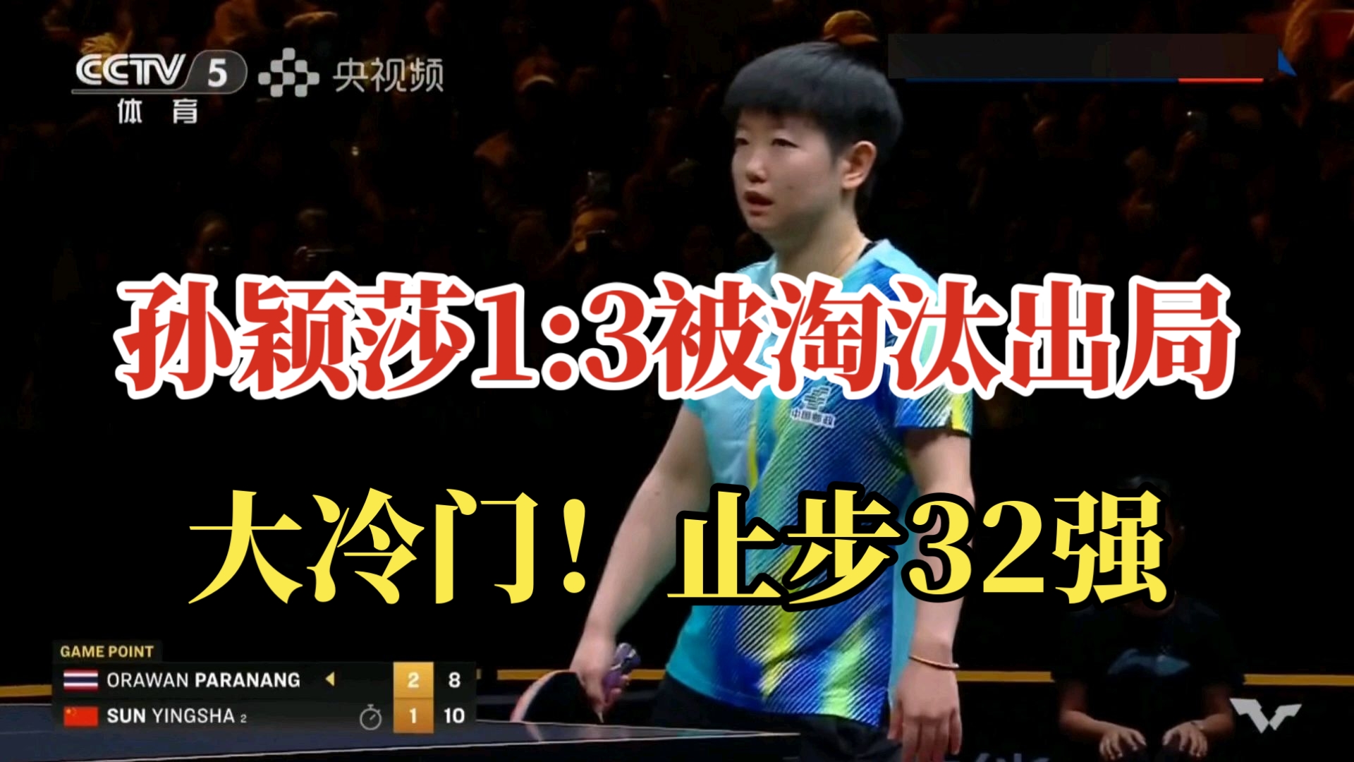 孙颖莎1:3被爆冷淘汰！北京大满贯最大冷门诞生！！！！