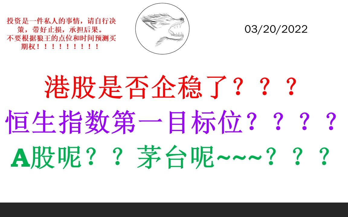 港股是否企稳了???恒生指数第一目标位????A股呢??茅台呢~~~??哔哩哔哩bilibili