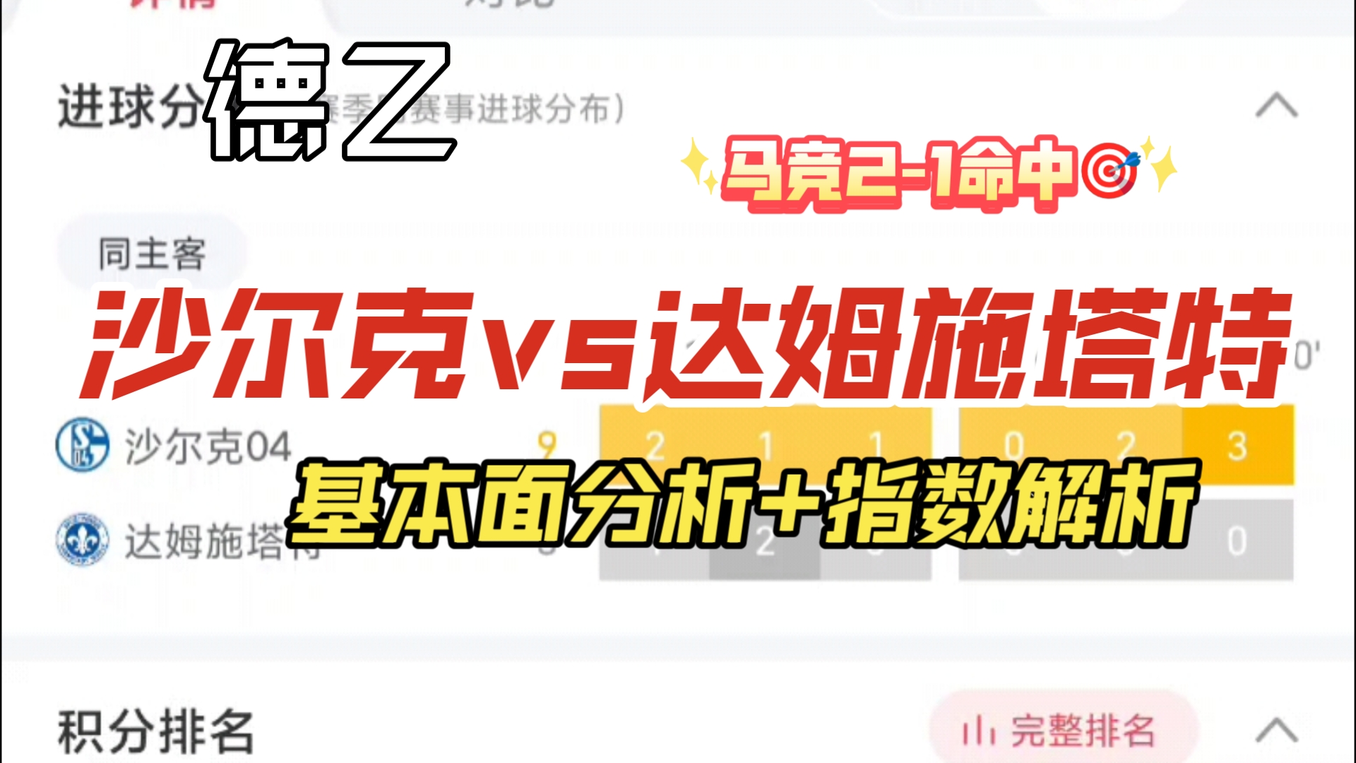 昨日公推全部拿下 命中马竞21比分 今日赛事解析 沙尔克vs达姆施塔特哔哩哔哩bilibili