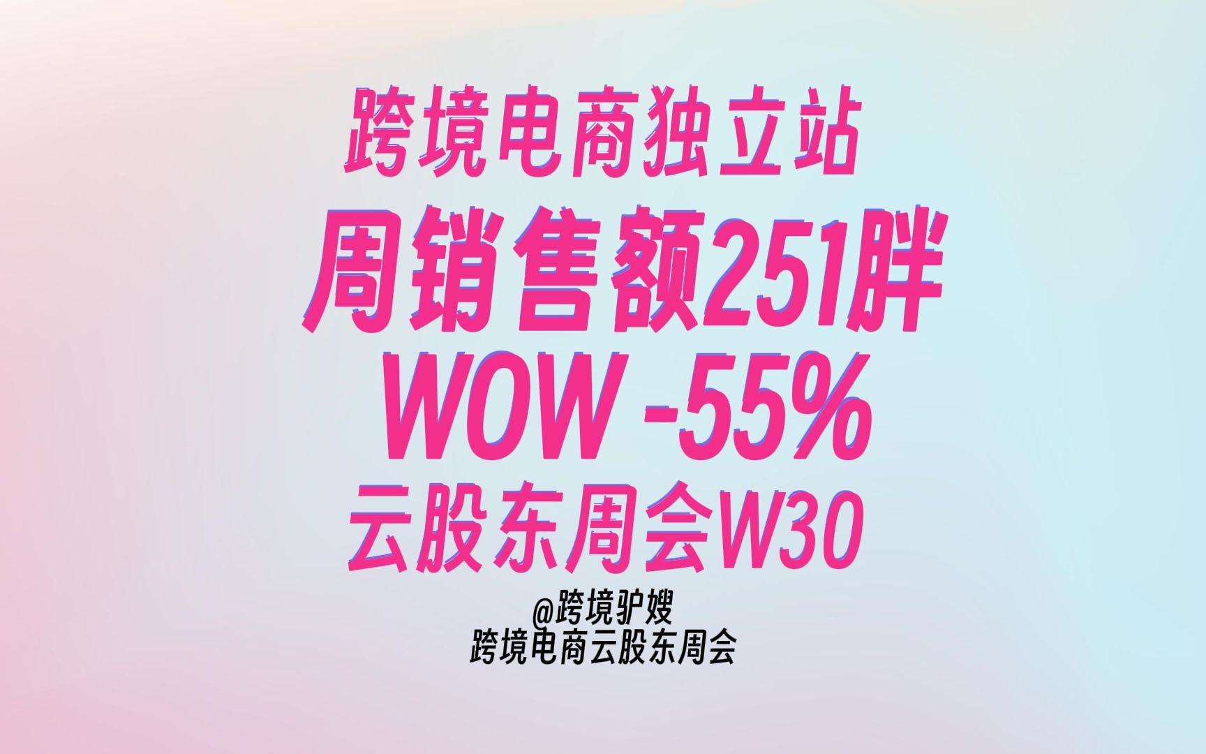 跨境电商独立站真实个卖驴嫂云股东周报W30(07170723)| GMV周环比再怒跌55%哔哩哔哩bilibili