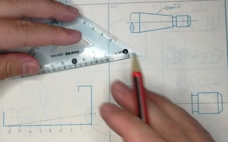 机械制图习题册第九页,斜度和锥度的画法哔哩哔哩bilibili