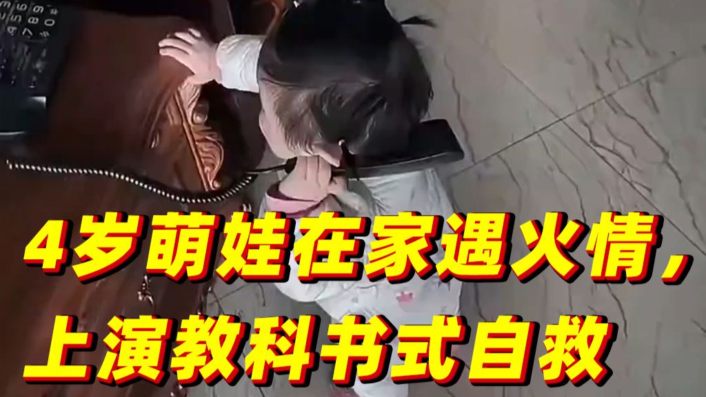 4岁萌娃在家遇火情，上演教科书式自救。为小朋友点赞！
