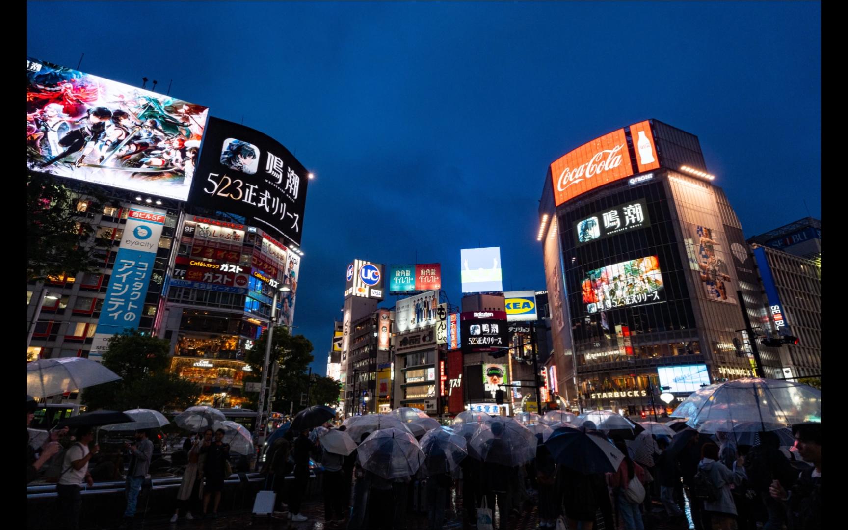 鸣潮登陆日本涩谷广场!目前最全的鸣潮东京广告合集!