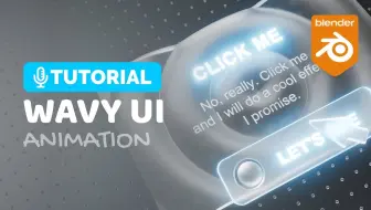 Blender 制作玻璃UI点击波纹动画特效（中英文字幕）