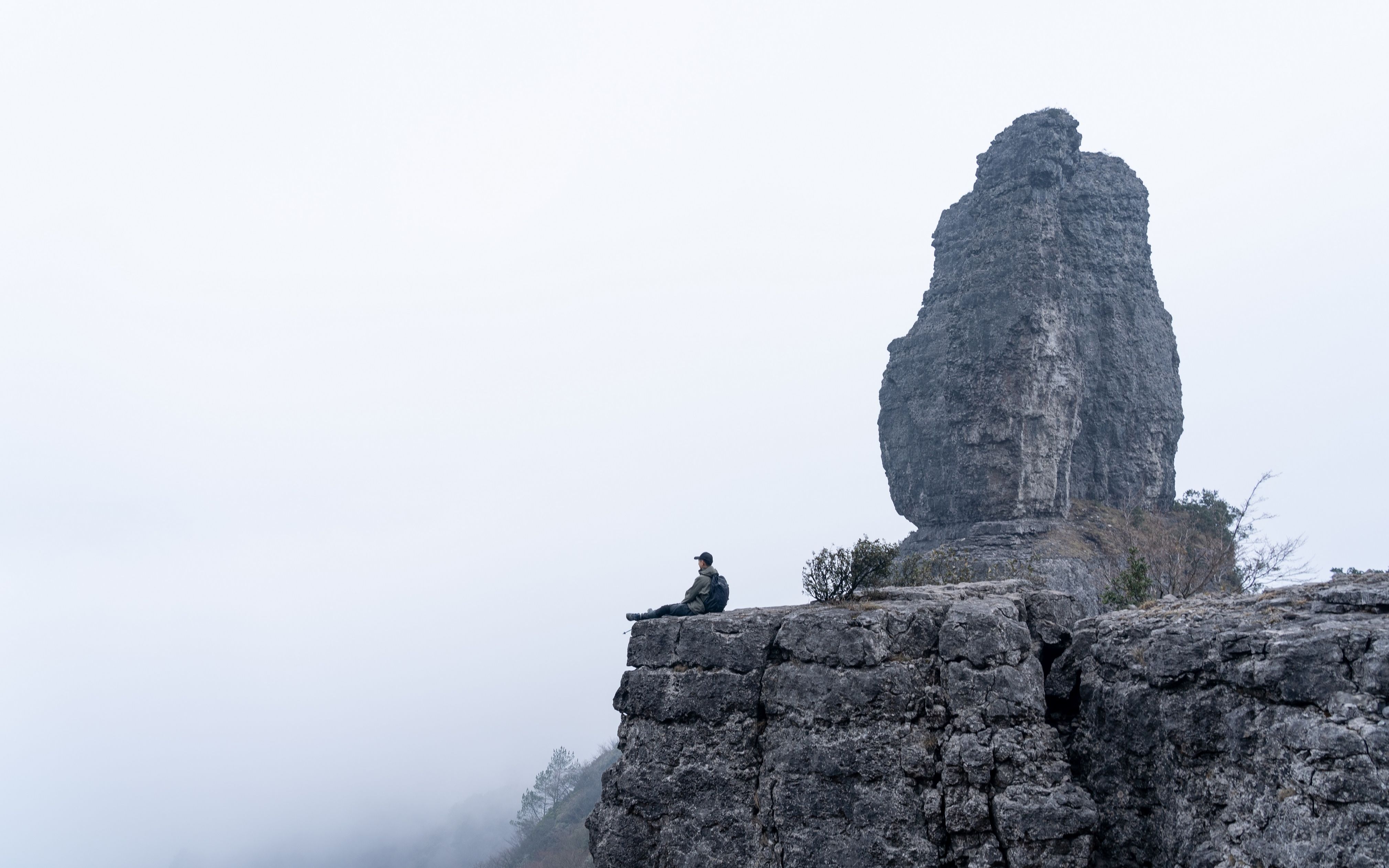 石人峰徒步-瀑布,险峰,雾海,雪景