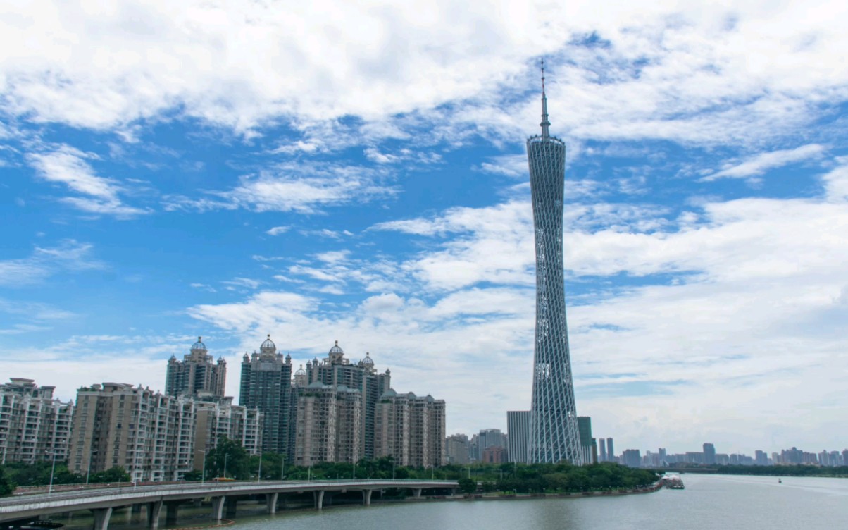 延时摄影-广州塔蓝天白云(002)_哔哩哔哩 (゜-゜)つロ 干杯~-bilibili