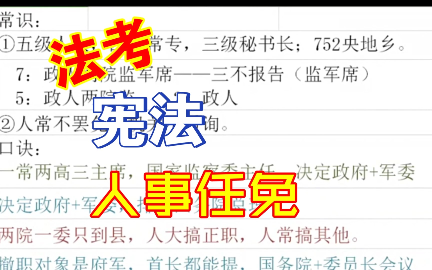 【法考~宪法~人事任免】背口诀四遍带注解,因为21、22年分别修了中央、地方组织法,是又重要又难啃的一块哔哩哔哩bilibili