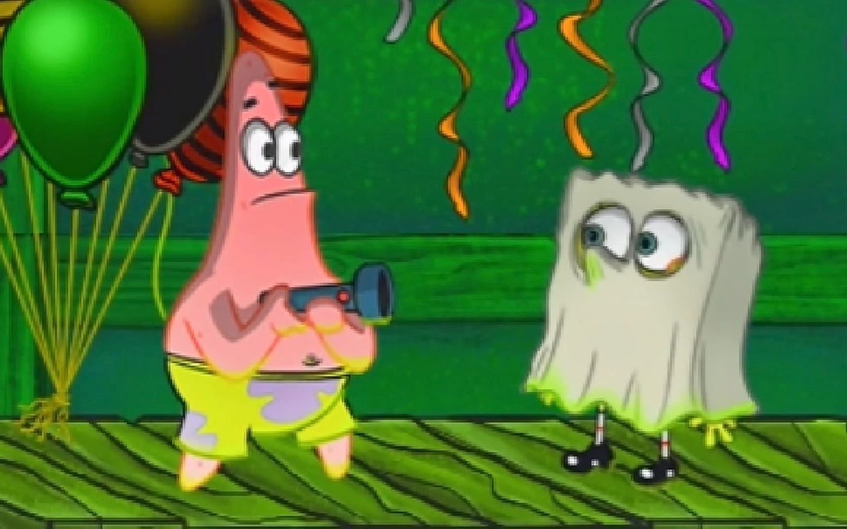 派大星勇闯鬼屋:海绵宝宝被幽灵黑化,打开披风瞬间惊呆了派大星