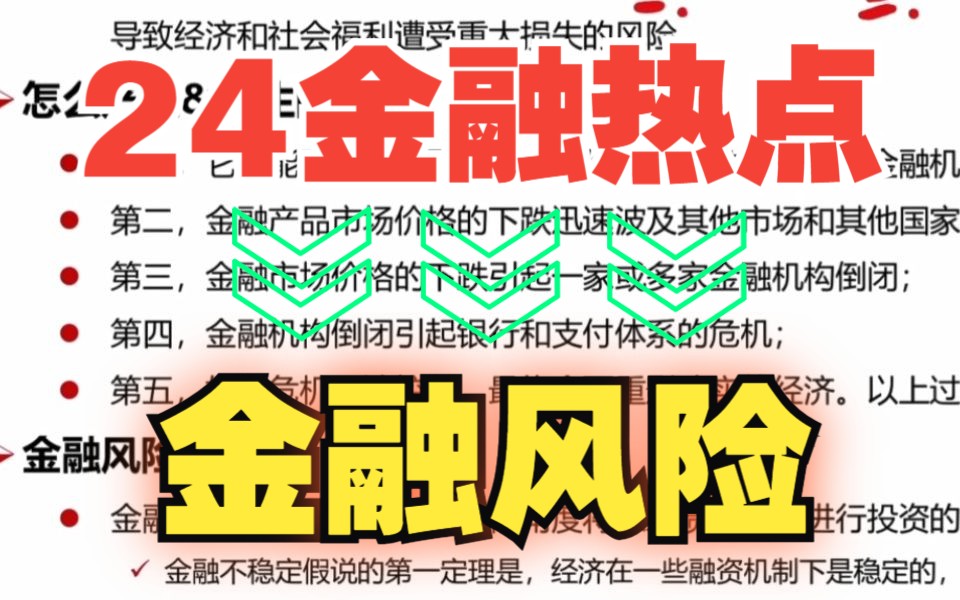 【24金专考研】金融热点第4场直播第2部分——金融风险的定义/金融风险产生的原因/金融风险理论/中国金融风险现状/如何防范金融风险哔哩哔哩bilibili