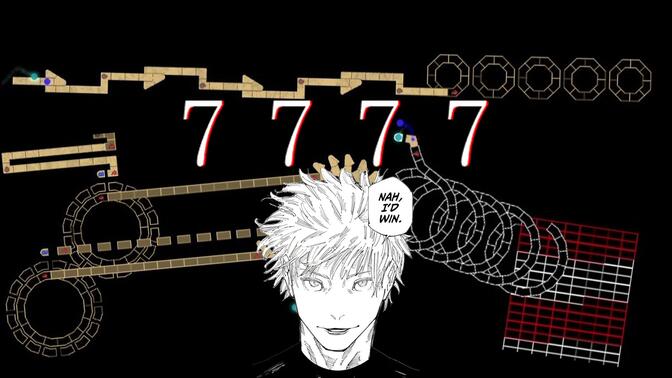 【ADOFAI】国人顶级采音力... | 7693648 BPM的超级疯魔谱 → 777押吓哭编辑器：777 (かめりあ's "7,777cc" Remix)