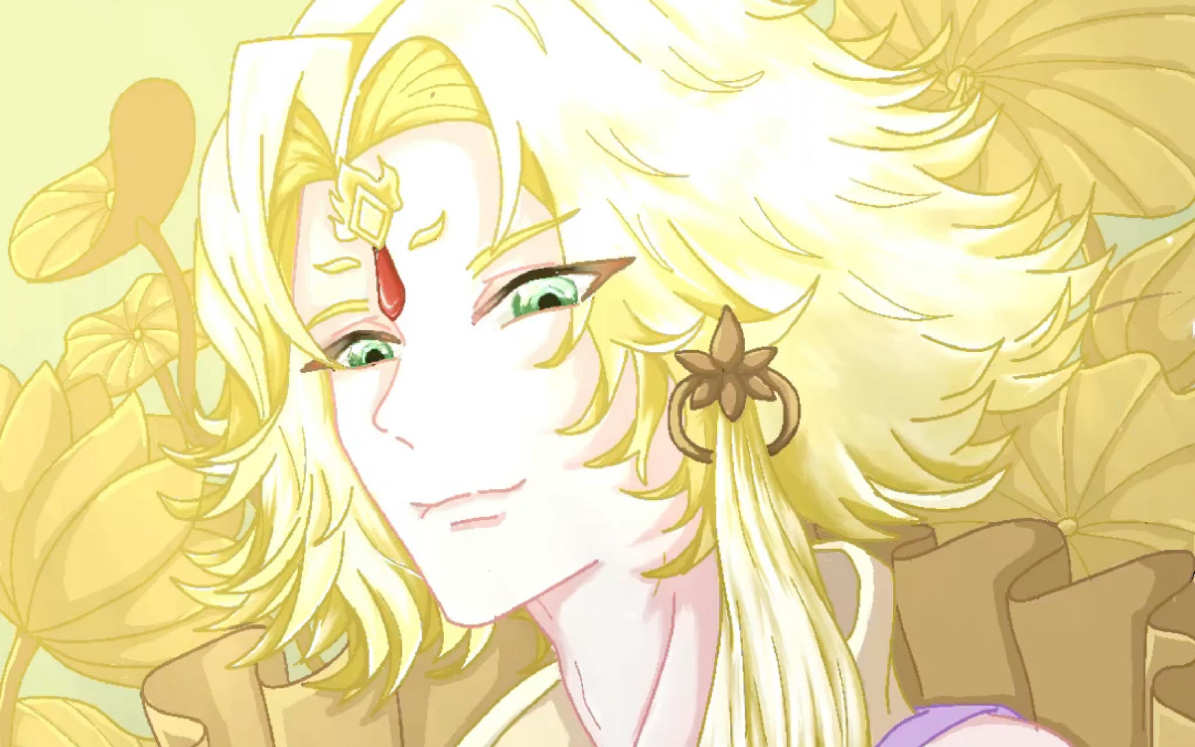 阴阳师帝释天〗画了小莲花,是奇幻绘画过程,没事了就摸点,断断续续