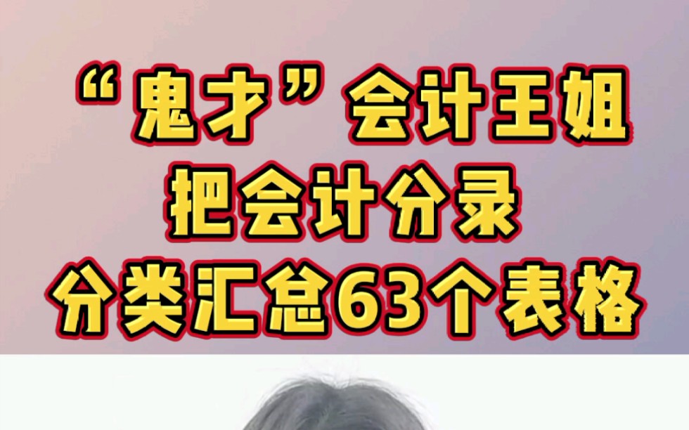 “鬼才”会计王姐,把会计分录分类汇总63个表格~哔哩哔哩bilibili