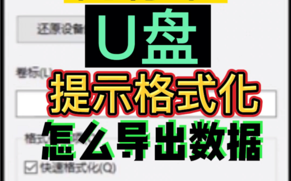 U盘内存卡提示格式化,无法打开,如何提取里边数据呢?哔哩哔哩bilibili