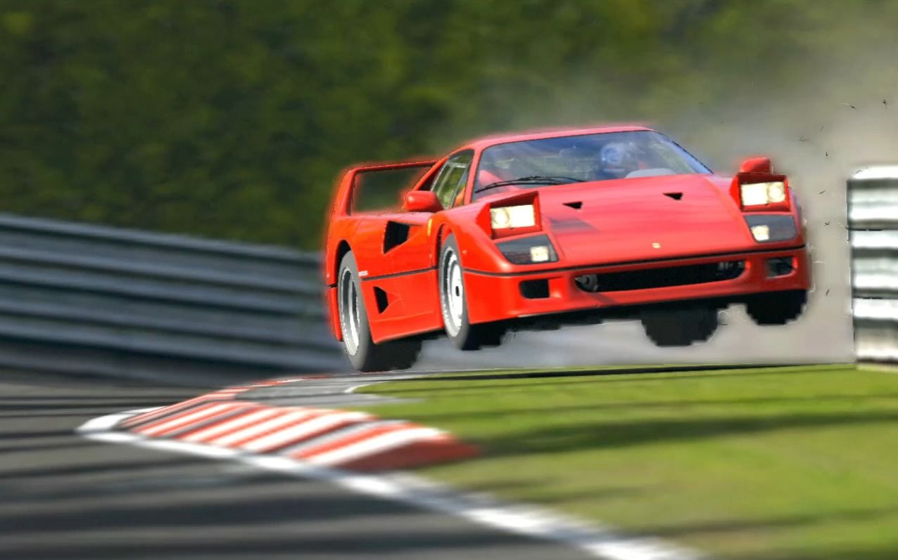 【究极社长】纽北-极致物理引擎-gt赛车5-法拉利f40跳跃飞空!