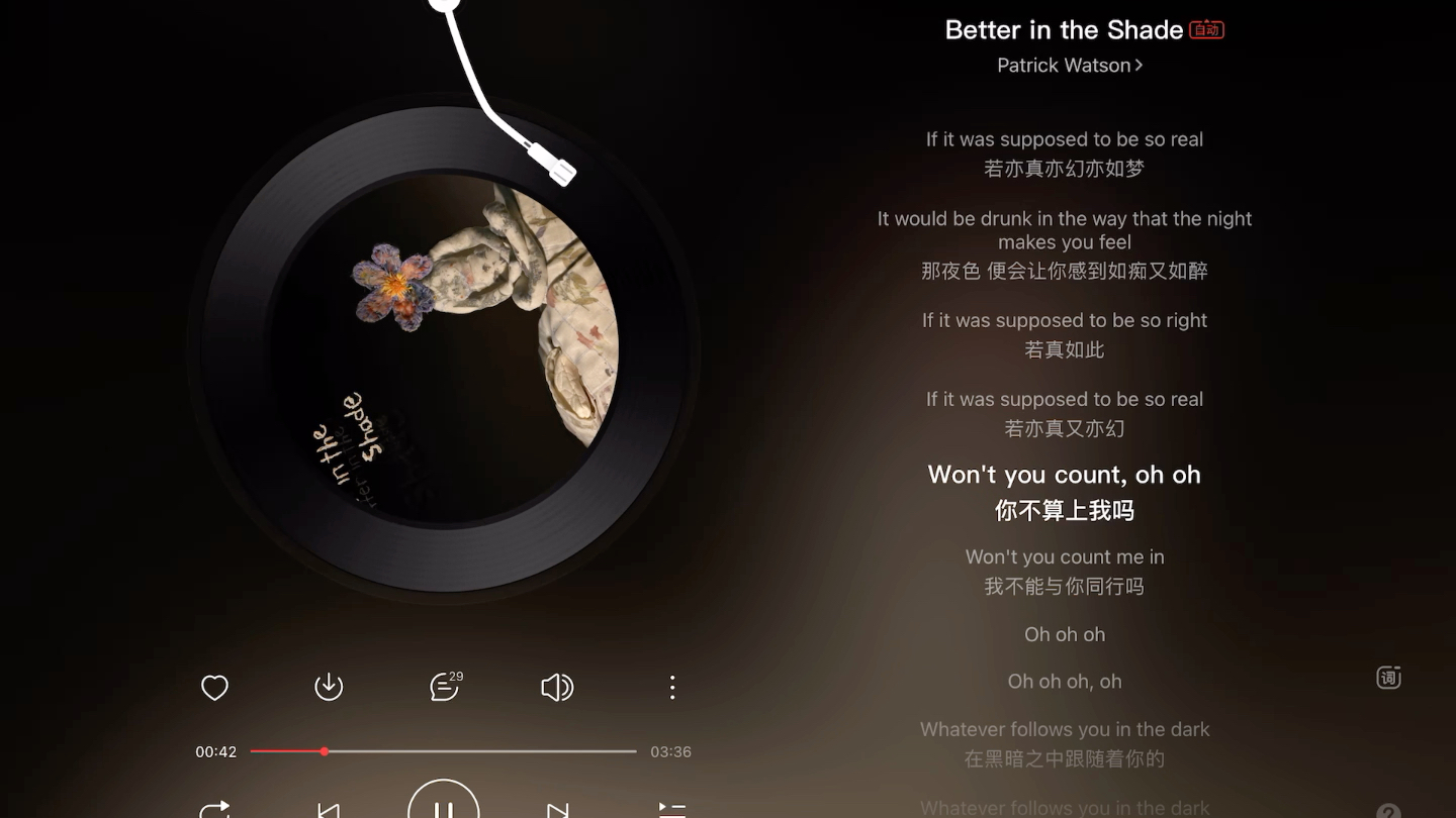 [图]歌曲分享 Patrick Watson｜better in the shade｜宁静的夜晚躺在柔软的沙发上