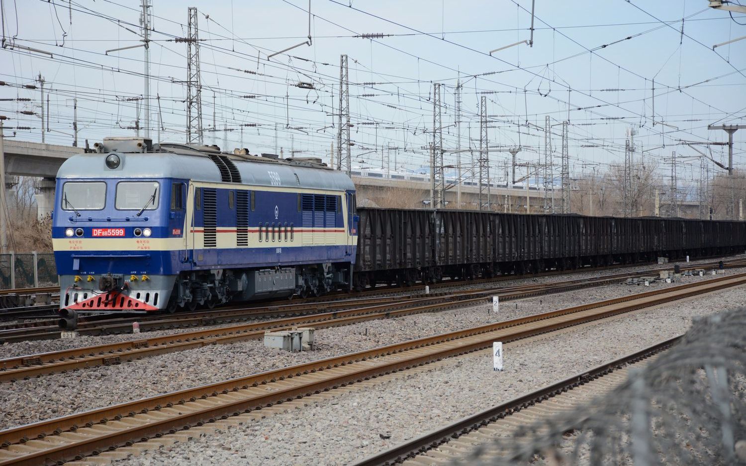 中国铁路df8b5599货列通过兴旺公园