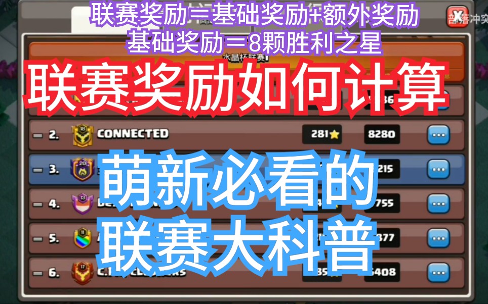 八颗胜利之星即可获得全部奖励!联赛奖品计算方法,额外奖励个数如何计算, 如何开部落联赛.【部落冲突萌新联赛科普】哔哩哔哩bilibili