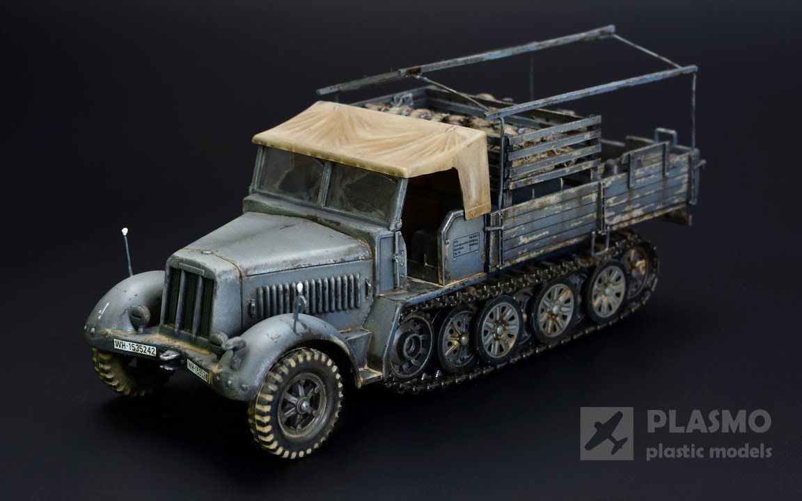 1比72比例sdkfz7半履带卡车模型制作教程