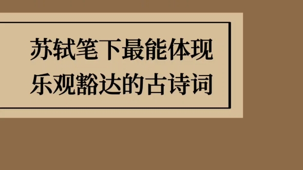 苏轼笔下最能体现乐观豁达的古诗词哔哩哔哩bilibili