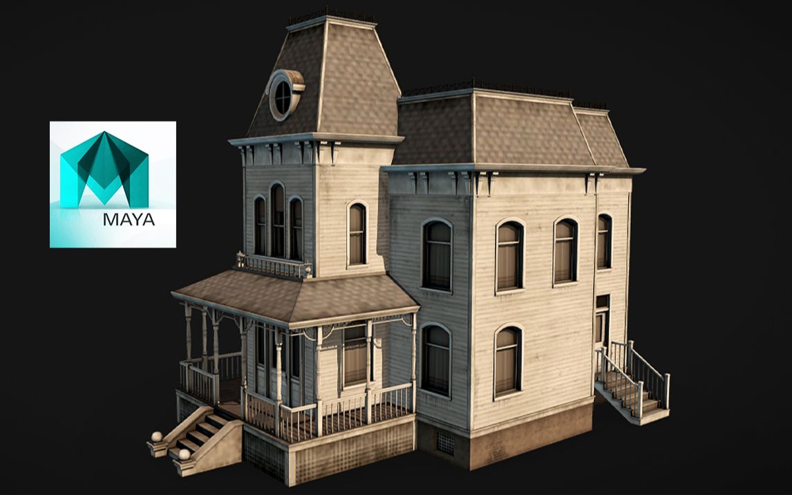 【maya场景建模】鬼屋场景建模案例教学!
