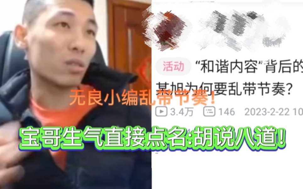 和谐内容再起争端!无良小编乱带节奏,宝哥非常愤怒,直接点名:简直就是在胡说八道!哔哩哔哩bilibili