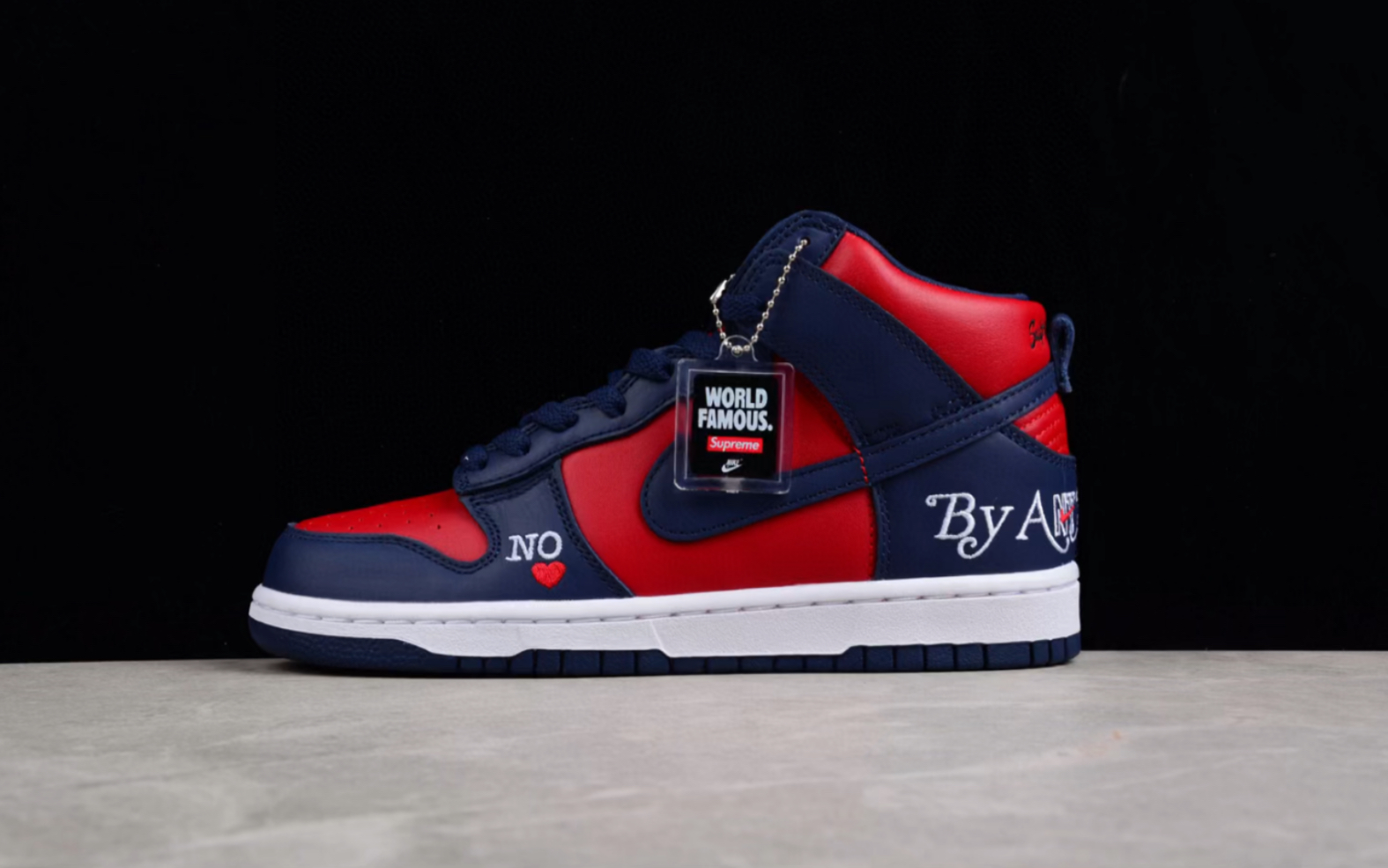 耐克nikesbdunkhigh联名supremebyanymeans红蓝高帮休闲板鞋货号dh