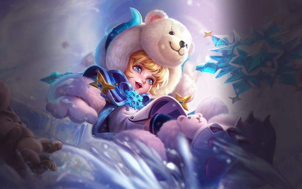 【传说对决体验服】爱丽丝皮肤:雪糯小熊