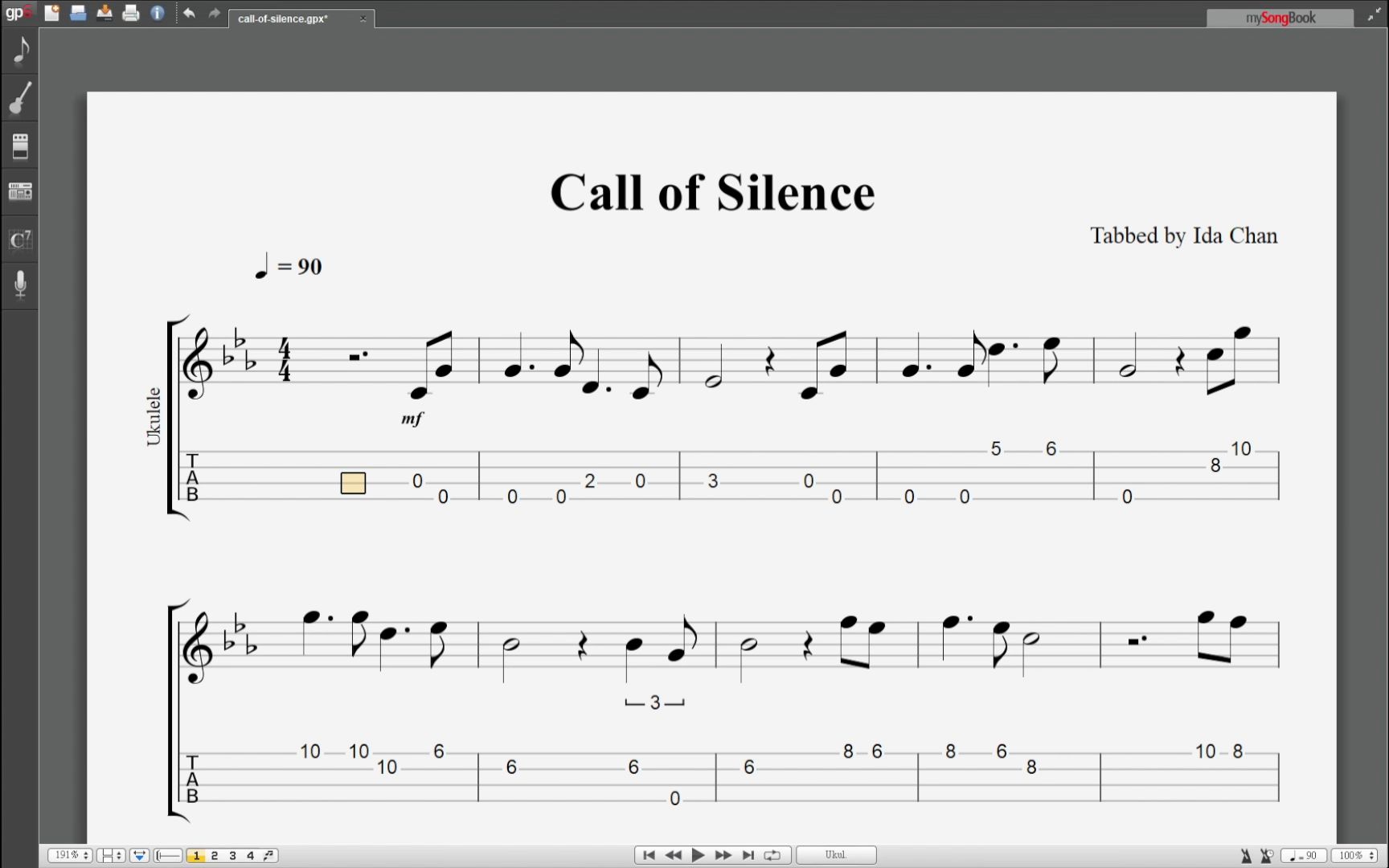 【ukulele乐谱】call of silence