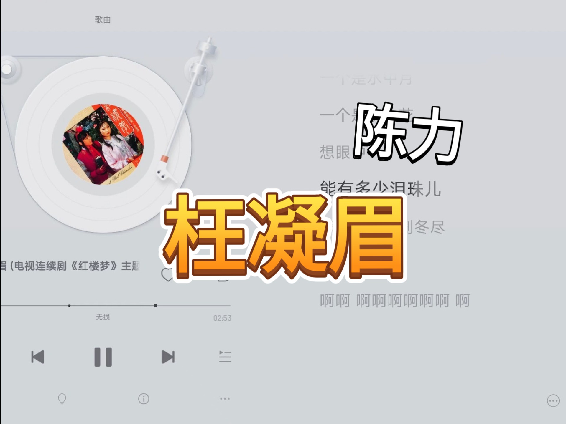 伴奏 枉凝眉 陈力