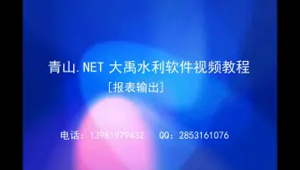 14 青山.net大禹水利软件  报表输出