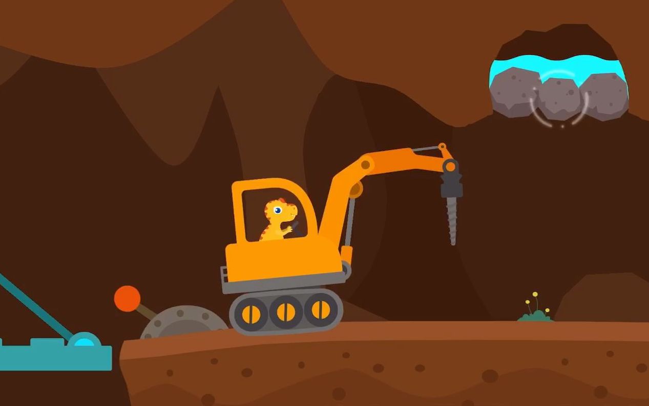 【玄玄游戏】恐龙挖掘机3 小恐龙驾驶钻头挖掘机挖宝藏 儿童益智早教