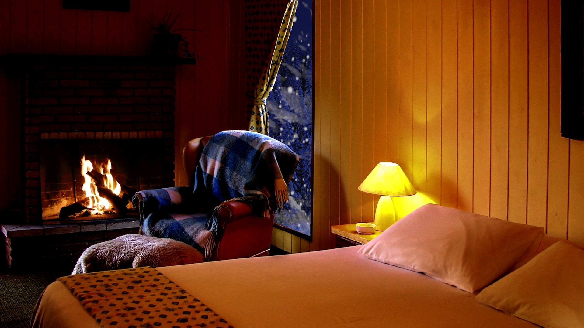 【白噪音】雪夜卧室氛围音|壁炉声