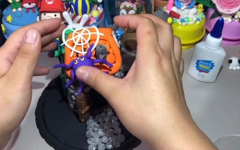 【黏土教程】万圣节手工魔鬼屋 蜘蛛网啊啊啊