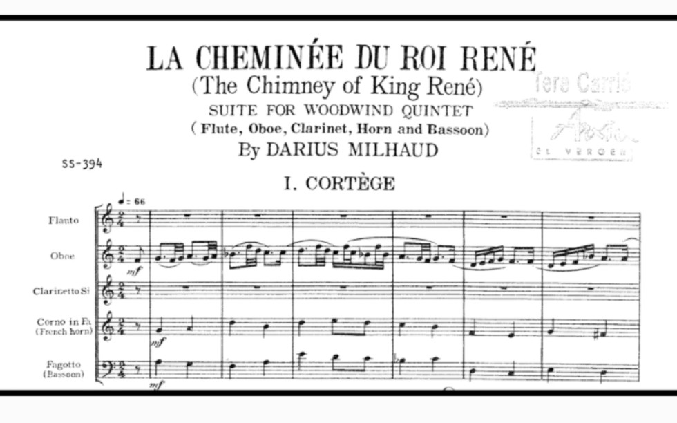 [图]【木管】D. Milhaud（米约）: La Cheminée du Roi René, for Wind Quintet Op.205 (1939)（侵权删）