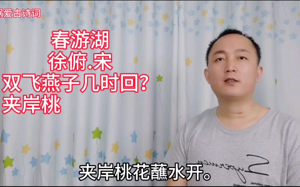 [图]诗词诵读，宋代徐俯的《春游湖》，双飞燕子几时回？夹岸桃花蘸水开