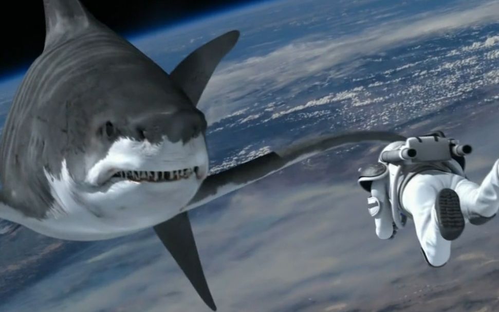 一场龙卷风,将海里的鲨鱼带到了太空中,一部科幻电影_哔哩哔哩 (゜-゜