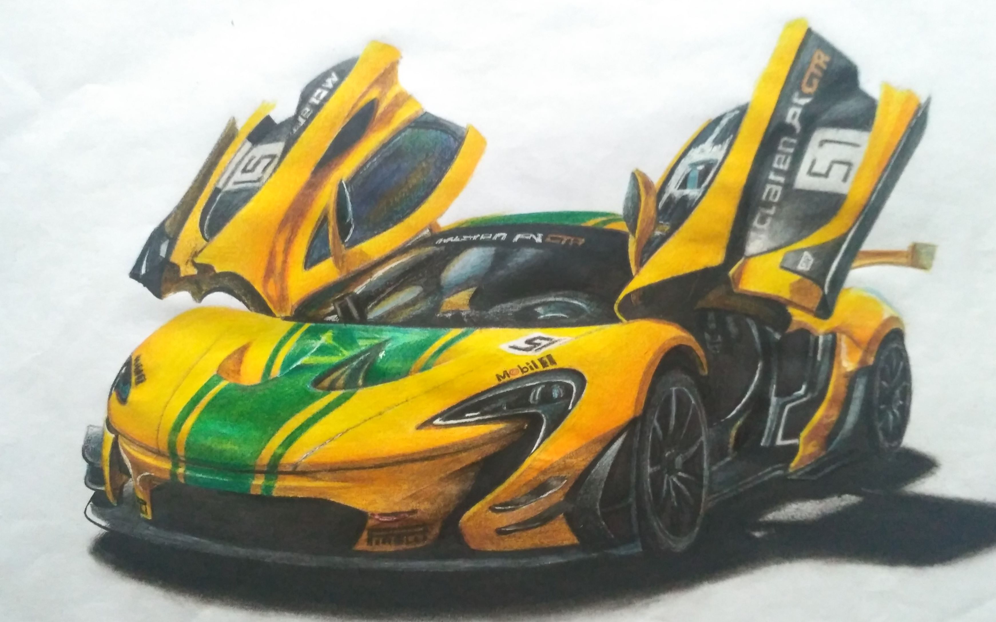 【旺财制造】彩铅画手绘超级跑车迈凯伦p1 gtr