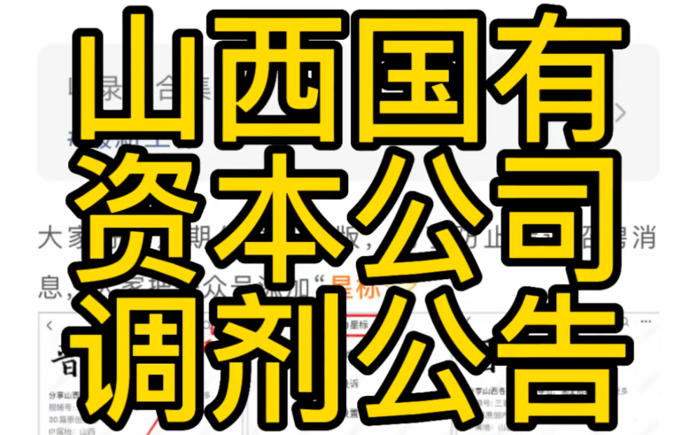 山西省国有资本运营有限公司所属公司2022年招聘调剂公告哔哩哔哩bilibili