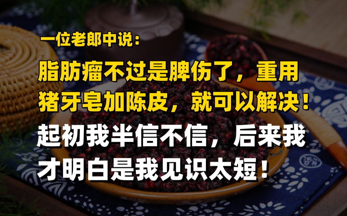 一位老郎中说:脂肪瘤不过是脾伤了,重用猪牙皂加陈皮,就可以解决!哔哩哔哩bilibili