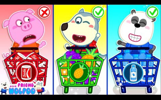 [图]SHOPPING ONLY ONE COLOR FOOD  by Wolfoo and Friends 宝宝英语启蒙动画片 少儿幼儿英语儿歌 儿童卡通