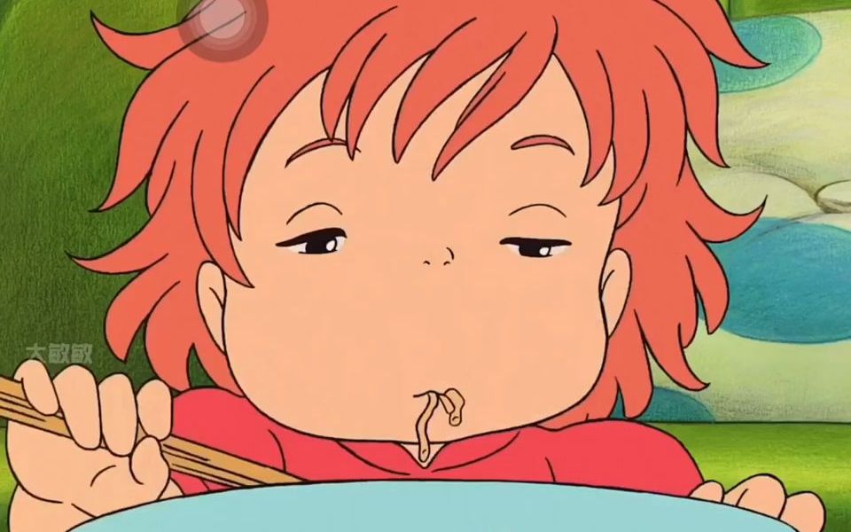 【悬崖上的金鱼姬】  波妞吃面条的亚子也太可爱了.