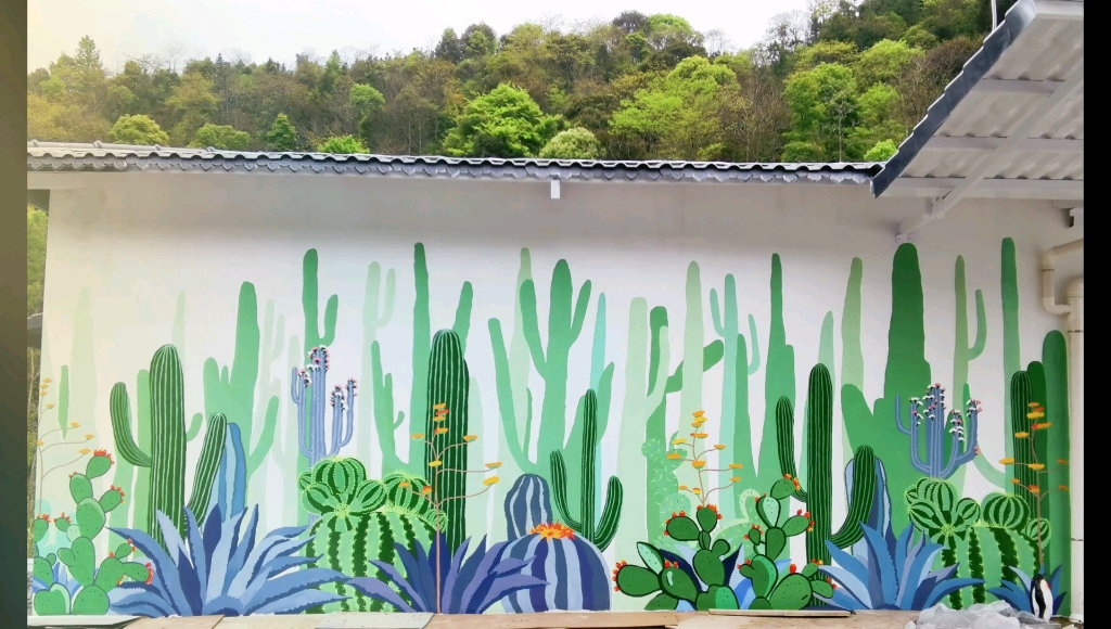 植物墙绘简单图片