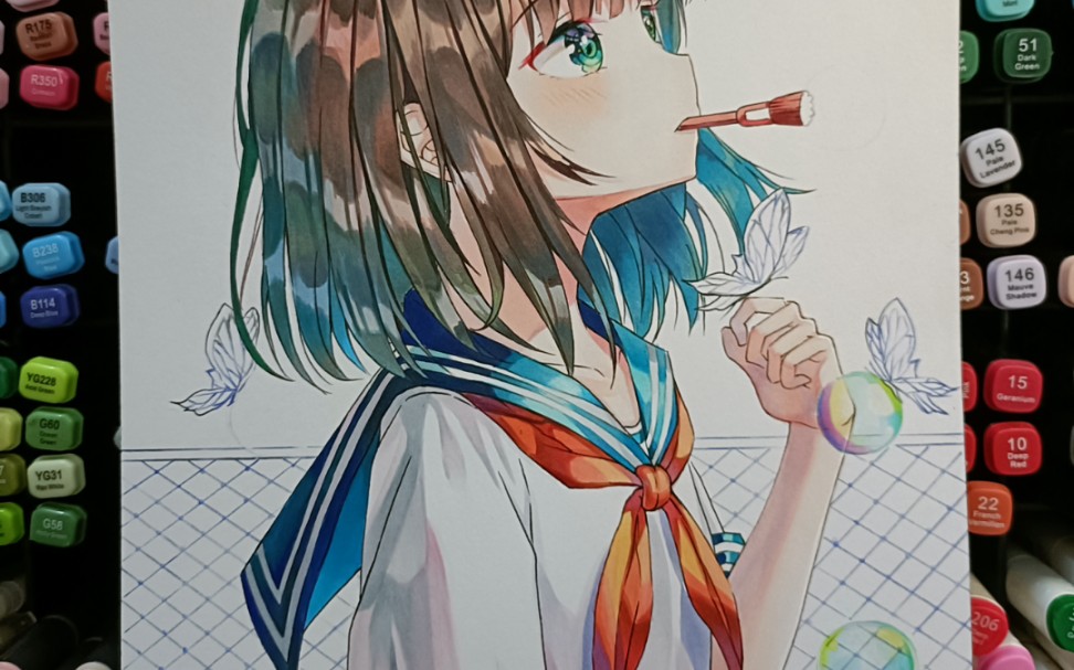 (马克笔手绘)白色衣服过程_哔哩哔哩_bilibili