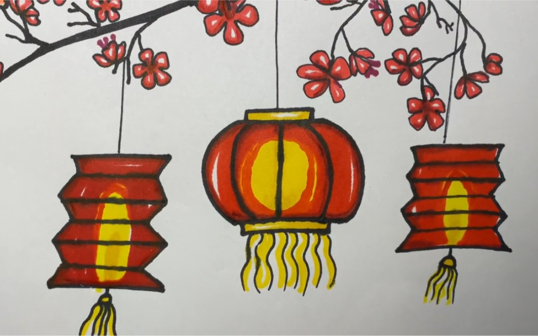 春节物品简笔画带颜色图片