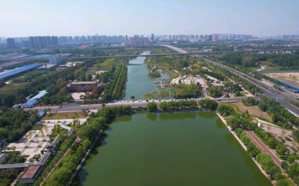 商丘市运河公园以绿隐长堤,锦绣运河为设计主题休闲绿地公园美景